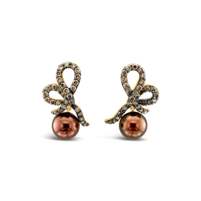 Le Vian Ladies Wisdon Pearls Earrings Set In 14k Honey Gold In Yellow