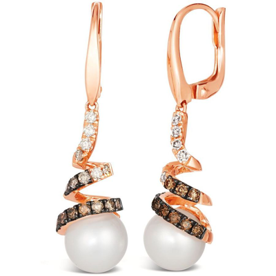 Le Vian Ladies Wisdon Pearls Earrings Set In 14k Strawberry Gold In Rose Gold-tone