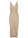Totême Twist-strap Crinkled-silk Maxi Dress In Overcast Beige