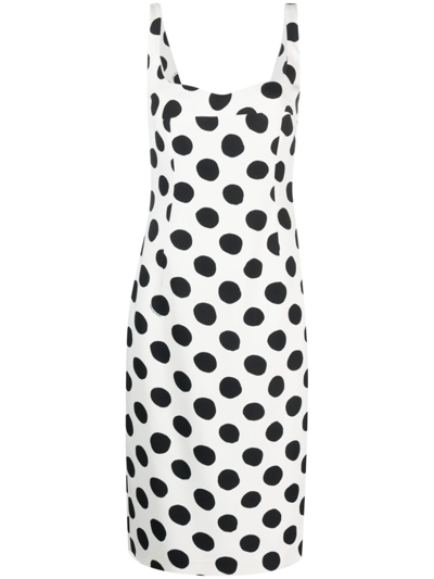 Marni Polka Dot-print Sleeveless Midi Dress In White