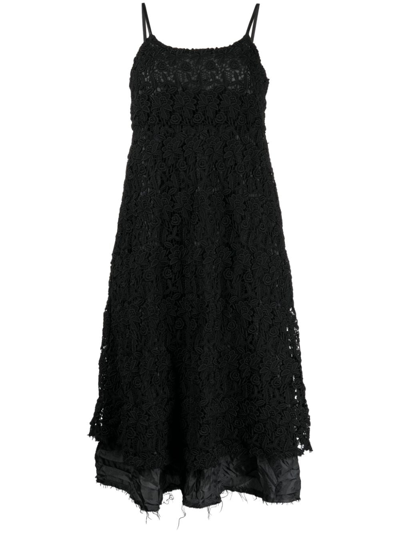 Comme Des Garçons Comme Des Garçons Lace Layered Sleeveless Midi Dress In Black