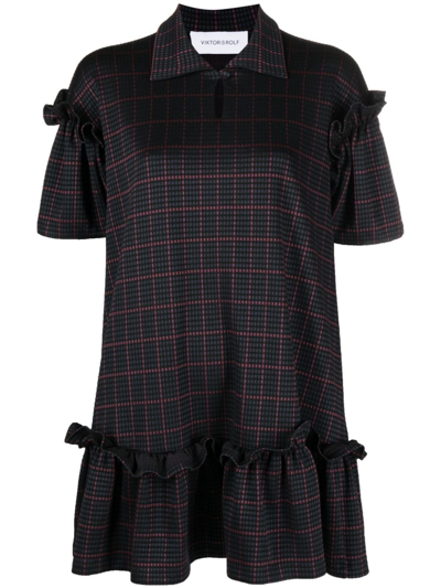 Viktor & Rolf Plaid-check A-line Minidress In Black