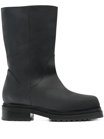 Eckhaus Latta Black Stacked Boots In Stacked Boot 2 M - Black Leather