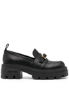 Sergio Rossi Nora Buckled Leather Loafers In Black