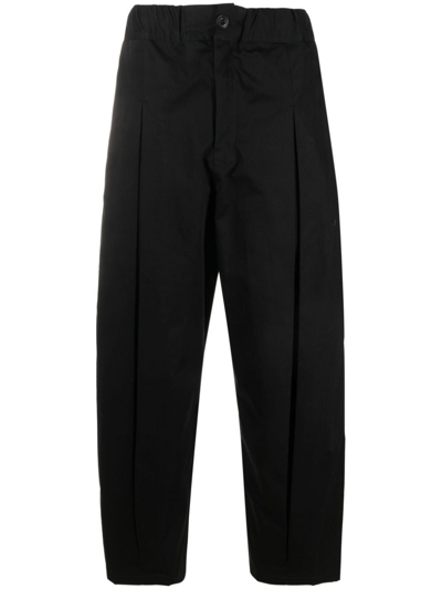 Sage Nation Box-pleat Wide-leg Trousers In Black