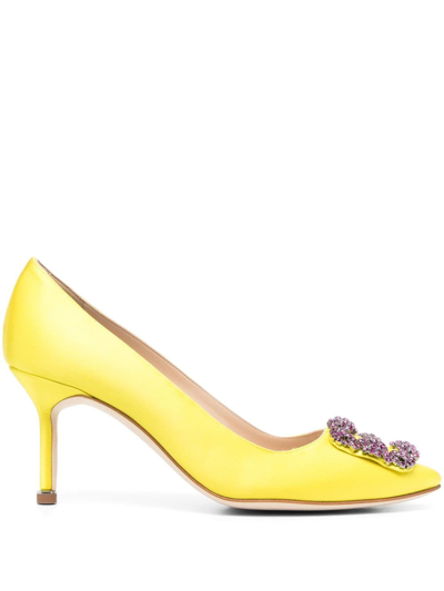 Manolo Blahnik Hangisi 70mm Pumps In Yellow