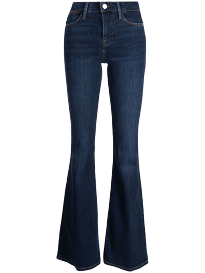 Frame Mid-rise Flared Jeans In Blue