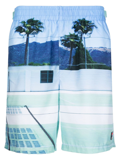 Fila Graphic-print Swim Shorts In Green