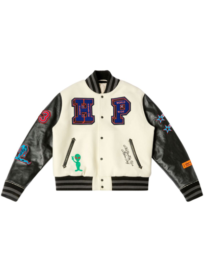 Heron Preston Varsity-patches Bomber Jacket In White