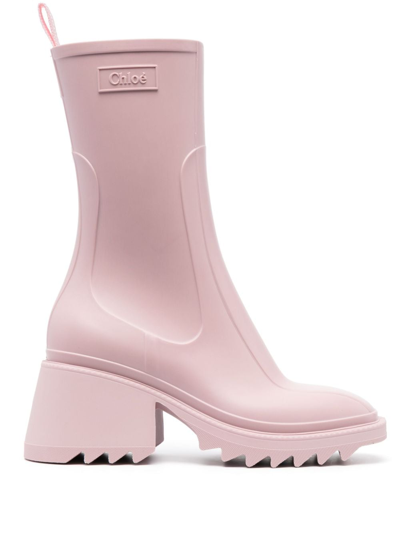 Chloé Betty Rain 80mm Boots In Pink