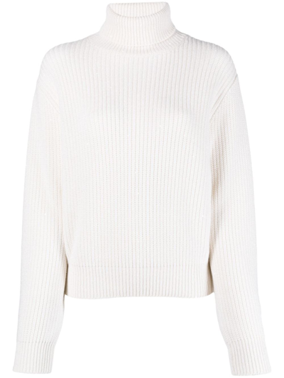 Brunello Cucinelli Roll-neck Ribbed-knit Jumper In White