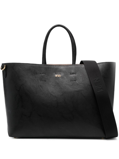 N°21 Logo-stamp Leather Tote Bag In Black
