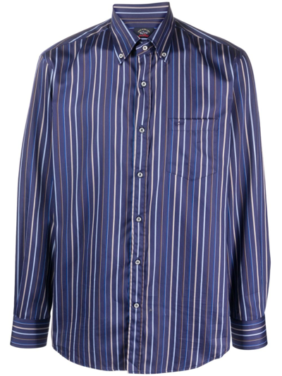 Paul & Shark Striped Long-sleeve Shirt In Multicolour