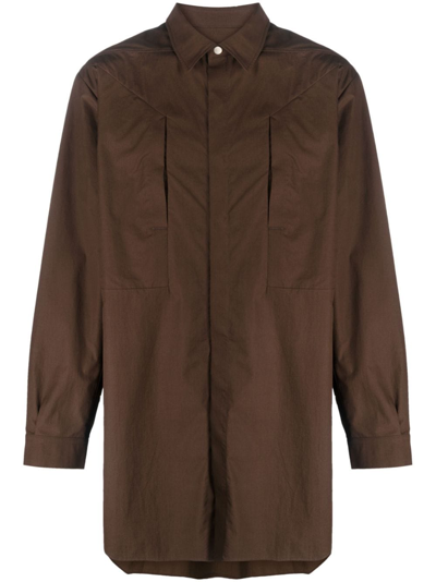 Rick Owens Spread-collar Oversize Shirt In Brown