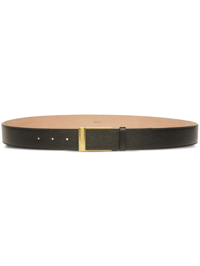 Bally Outline Grained-texture Belt In Brown
