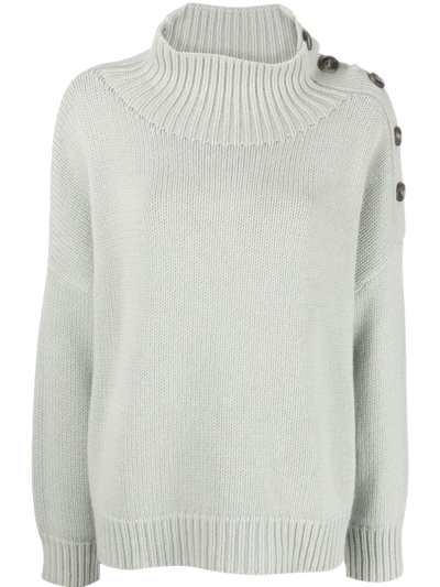 Yves Salomon Button-detail Knitted Jumper In Grey