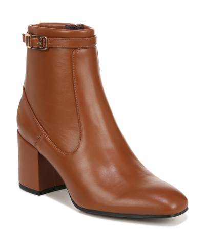 Franco Sarto Tribute Booties In Cognac Brown Faux Leather