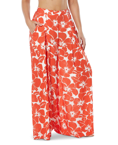 Vince Camuto Women's Printed Wide-leg Cover-up Pants In Orange