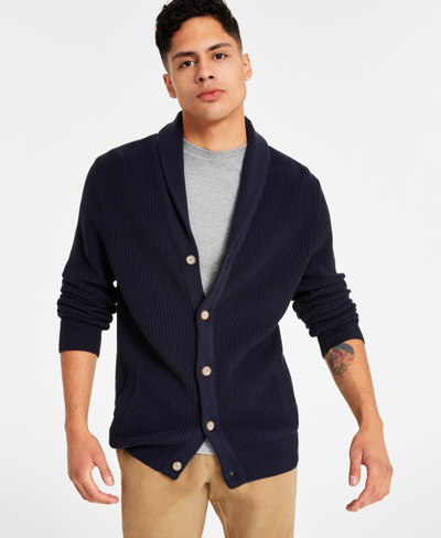 Sun + Stone Men's Alvin Cardigan Sweater, Created For Macy's In Navy Suit