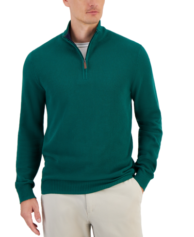 Club Room Men's Quarter-zip Textured Cotton Sweater, Created For Macy's In Spruce Up