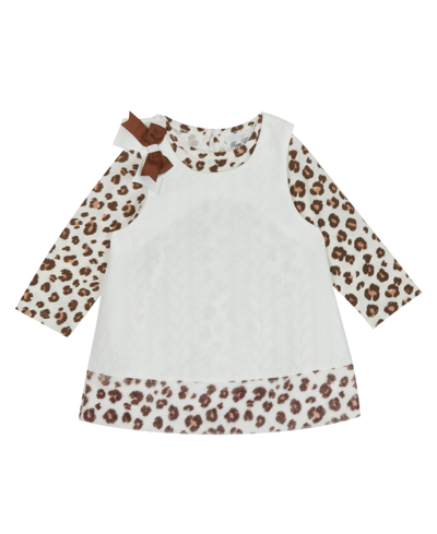 Rare Editions Baby Girls Cheetah Bodysuit And Jumper, 2 Piece Set In Off White