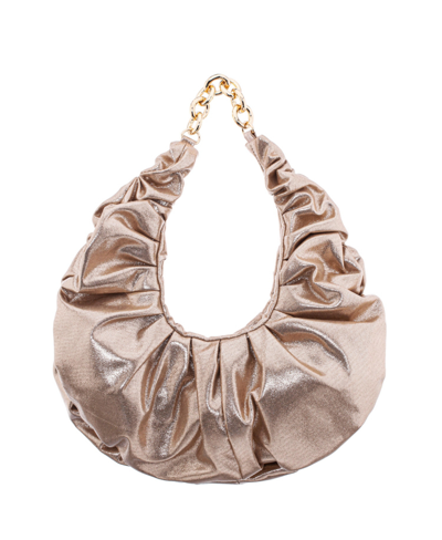 Nina Ruched Metallic Hobo In Taupe