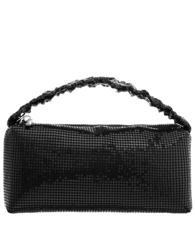 Nina Ruched Handle Mesh Handheld Bag In Black