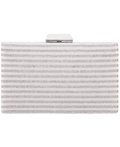 Nina Imitation Pearl And Crystal Minaudiere Clutch In White