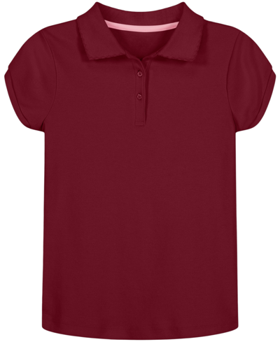 Nautica Little Girls Uniform Short Sleeve Interlock Polo Shirt In Burgundy