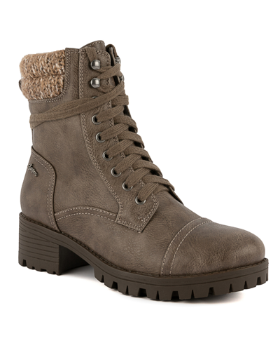 Sugar Women's Oraura Lace-up Lug Sole Combat Booties In Taupe
