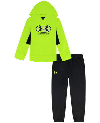 Under Armour Little Boys Locker Tag Pieced Hoodie And Joggers Set In High Vis Yellow