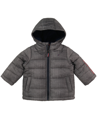 Tommy Hilfiger Baby Boys Sleeve Logo Puffer Jacket In Steel Gray