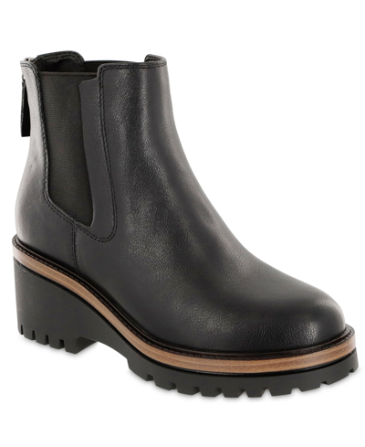 Mia Women's Sefi Chelsea Lug Sole Booties In Black Tumbled Nappa