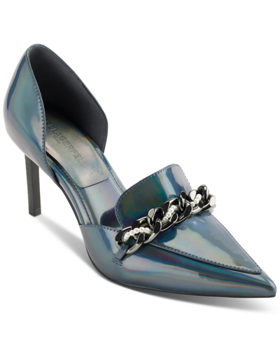Karl Lagerfeld Women's Shivani Chain Slip-on Pointed-toe Pumps In Blu:blue