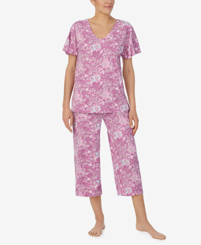 Ellen Tracy Women's Short Sleeve 2 Piece Pajama Set In Pink Multi