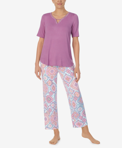 Ellen Tracy Plus Size Short Sleeve 2 Piece Pajama Set In Pink