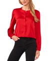 Cece Womens Button Up Satin Blouse In Stoplight Red