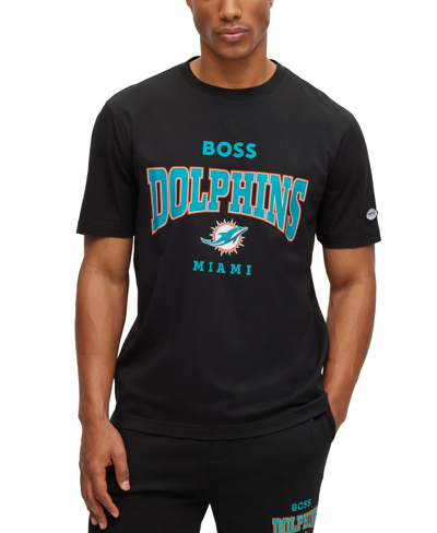 Hugo Boss Boss By  By  X Nfl Men's T-shirt Collection In Miami Dolphins - Black