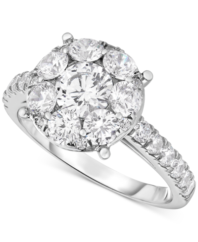 Macy's Diamond Halo Cluster Engagement Ring (2 Ct. T.w.) In 14k White Gold