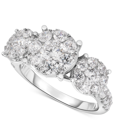 Macy's Diamond Triple Halo Cluster Engagement Ring (2 Ct. T.w.) In 14k White Gold In Metallic