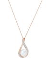 HONORA CULTURED FRESHWATER PEARL (9MM) AND DIAMOND ACCENT PENDANT 18" NECKLACE IN 14K GOLD