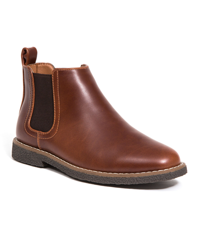 Deer Stags Little Boys Zane Dress Comfort Chelsea Boots In Redwood