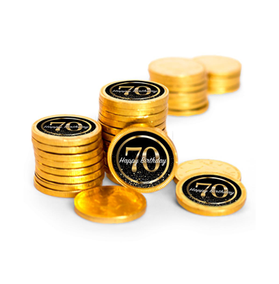 Just Candy 84ct 70th Birthday Candy Party Favors Chocolate Coins (84 Count) In Gold
