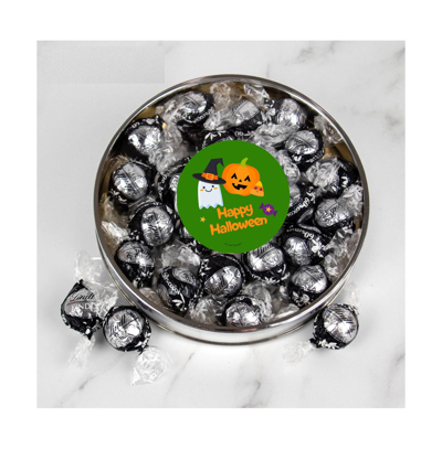 Just Candy Halloween Candy Gift Tin With Chocolate Lindor Truffles By Lindt Large Plastic Tin With Sticker By J In Assorted Pre-pack