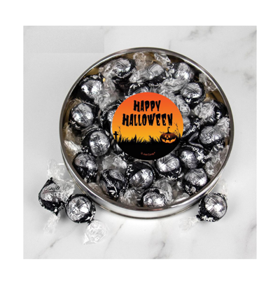 Just Candy Halloween Candy Gift Tin With Chocolate Lindor Truffles By Lindt Large Plastic Tin With Sticker By J In Assorted Pre-pack