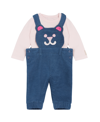 GUESS BABY GIRLS BODYSUIT AND KNIT DENIM BEAR OVERALL, 2 PIECE SET