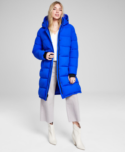 Bcbgeneration Women's Hooded Puffer Coat, Created For Macy's In Cobalt
