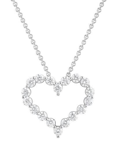 Macy's Diamond Heart 18" Pendant Necklace (1-1/2 Ct. T.w.) In 14k White Gold