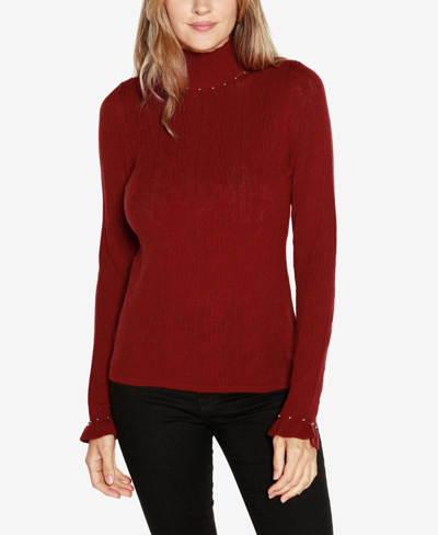 Belldini Black Label Women's Embellished Pointelle Sweater In Cranberry