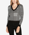 BELLDINI BLACK LABEL WOMEN'S HOUNDSTOOTH PUFF SLEEVE SWEATER